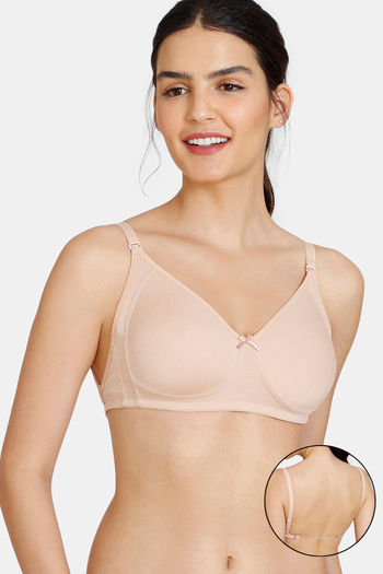 Buy Zivame Beautiful Basics Double Layered Non Wired 3/4th Coverage Backless Bra - Toasted Almond